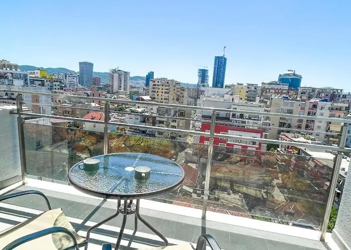 Skyline Sunset & Towers View - Modern 1br Apartament Tirana